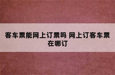 客车票能网上订票吗 网上订客车票在哪订